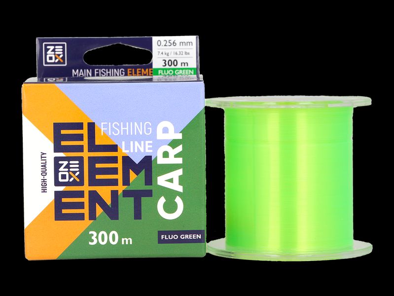 Леска карповая ZEOX Element Carp Line 300 м Fluo Green 0.256 мм 7.4 кг 4010134 фото