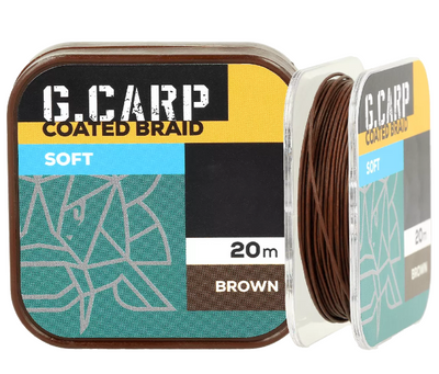 Повідковий матеріал в оплетенні GC G.Carp Coated Braid Soft 20мм 15l Brown 4165225 фото