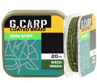 Поводковий матеріал в оплетці GC G.Carp Coated Braid Semi Stiff 20м 15lb Weed Green 4165220 фото