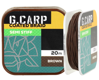 Повідковий матеріал в оплетці GC G.Carp Coated Braid Semi Stiff 20м 15lb Brown 4165215 фото