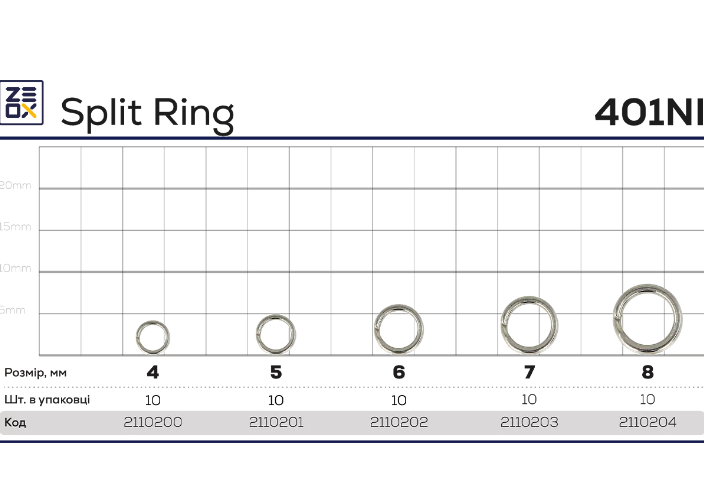 Заводне кільце ZEOX Split Ring 401NI №4(10шт) 2110200 фото