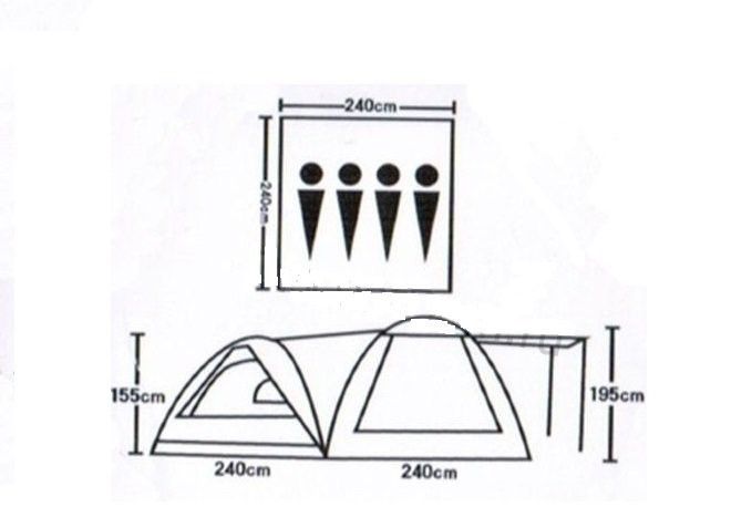 Палатка Шатер кемпинговая двухслойная четырехместная Lanyu LY1706 тамбур и спальное место 480x240x195 см ly1706 фото